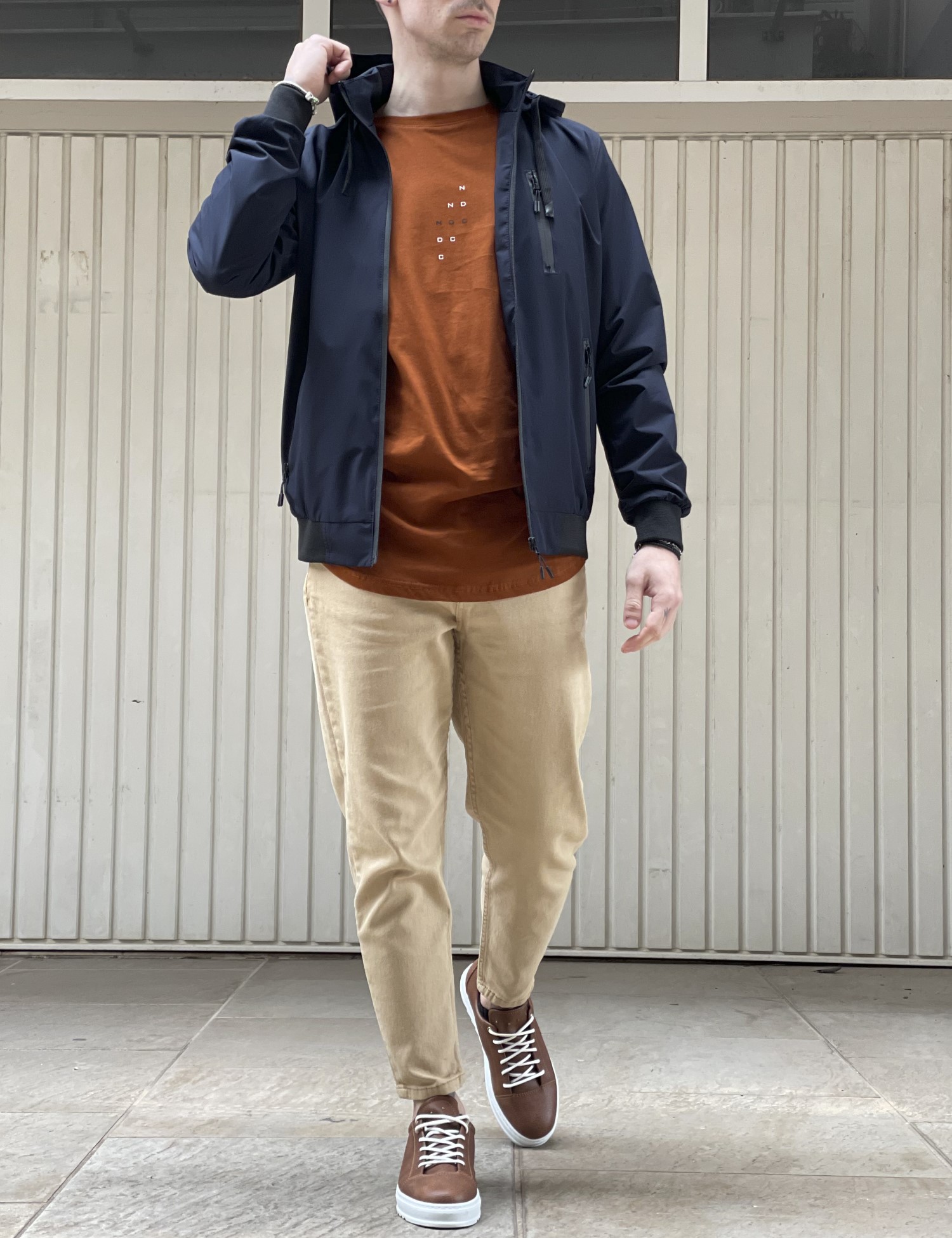 Ανδρικό μπλε Jacket με κουκούλα WS8032B φωτογραφία